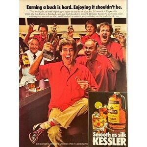 Kessler American Blended Whiskey "Smooth as Silk" Vintage Print Ad 1983